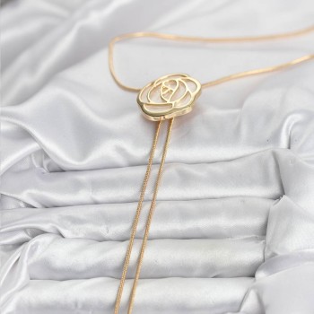 Pirinç Gold Renk Gül Model Asansörlü Kadın Kolye Pirinç Gold Renk Gül Model Asansörlü Kadın Kolye