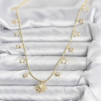 Pirinç Gold Renk Güneş Model Kadın Kolye Pirinç Gold Renk Güneş Model Kadın Kolye