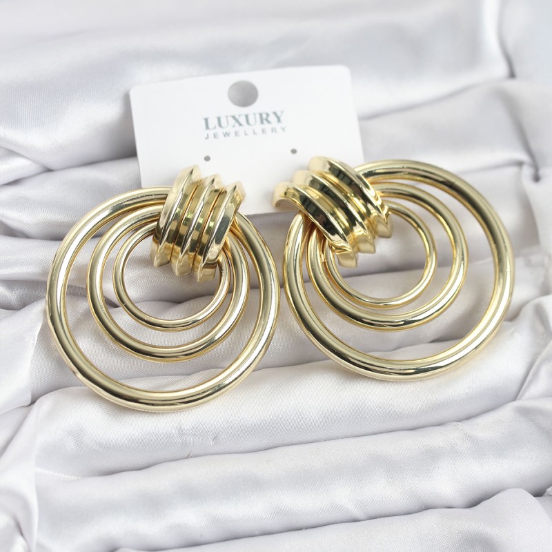 Pirinç Gold Renk Halka Model Vintage Kadın Küpe Pirinç Gold Renk Halka Model Vintage Kadın Küpe
