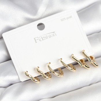 Pirinç Gold Renk Kalp Yıldız ve Halka Model 925 Ayar Gümüş Çivili Kadın Küpe Seti Pirinç Gold Renk Kalp Yıldız ve Halka Model 925 Ayar Gümüş Çivili Kadın Küpe Seti