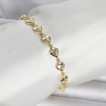 Pirinç Gold Renk Kalpli Kutup Yıldızı İşleme Kadın Bileklik Pirinç Gold Renk Kalpli Kutup Yıldızı İşleme Kadın Bileklik