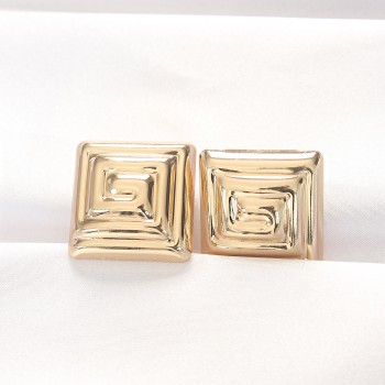 Pirinç Gold Renk Kare Form Küpe Pirinç Gold Renk Kare Form Küpe