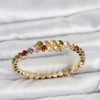 Pirinç Gold Renk Karışık Renk Zirkon Taşlı Kadın Bileklik Pirinç Gold Renk Karışık Renk Zirkon Taşlı Kadın Bileklik