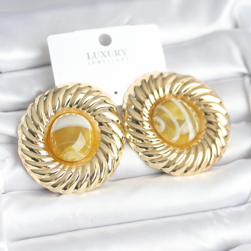 Pirinç Gold Renk Kehribar Boncuklu Vintage Kadın Küpe Pirinç Gold Renk Kehribar Boncuklu Vintage Kadın Küpe