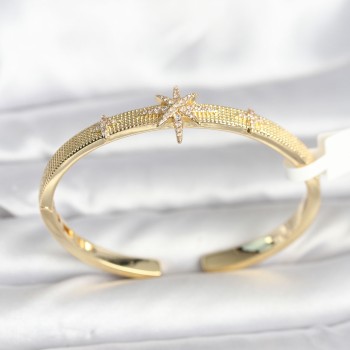 Pirinç Gold Renk Kutup Yıldızı Model Kadın Kelepçe Bileklik Pirinç Gold Renk Kutup Yıldızı Model Kadın Kelepçe Bileklik