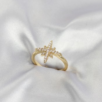Pirinç Gold Renk Kutup Yıldızı Model Zirkon Taşlı Kadın Yüzük Pirinç Gold Renk Kutup Yıldızı Model Zirkon Taşlı Kadın Yüzük