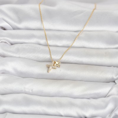 Pirinç Gold Renk Minimal Kutup Yıldızı Model Kadın Kolye Pirinç Gold Renk Minimal Kutup Yıldızı Model Kadın Kolye