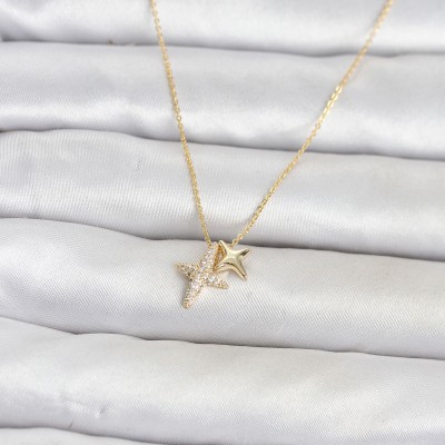 Pirinç Gold Renk Minimal Kutup Yıldızı Model Kadın Kolye Pirinç Gold Renk Minimal Kutup Yıldızı Model Kadın Kolye