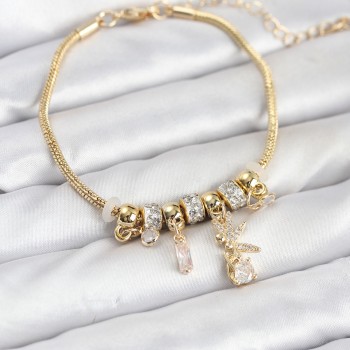 Pirinç Gold Renk Tinkerbell Charmlı Kadın Bileklik Pirinç Gold Renk Tinkerbell Charmlı Kadın Bileklik