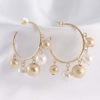 Pirinç Gold Renk Topçuk Model Halka Küpe Pirinç Gold Renk Topçuk Model Halka Küpe