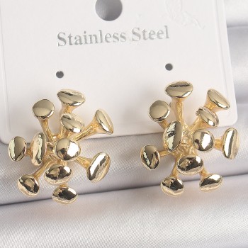 Pirinç Gold Renk Virüs Figür Model Kadın Küpe Pirinç Gold Renk Virüs Figür Model Kadın Küpe