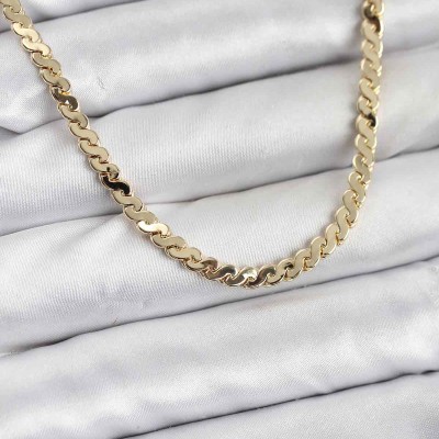 Pirinç Gold Renk Yassı Zincir Kadın Kolye Pirinç Gold Renk Yassı Zincir Kadın Kolye