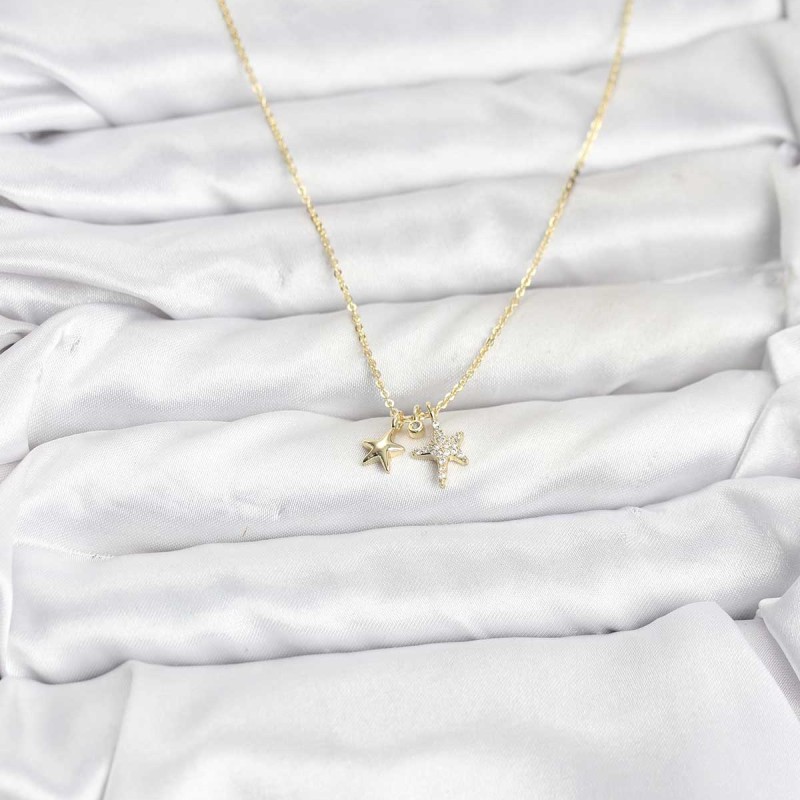 Pirinç Gold Renk Yıldız Minimal Kadın Kolye Pirinç Gold Renk Yıldız Minimal Kadın Kolye
