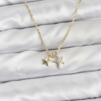 Pirinç Gold Renk Yıldız Minimal Kadın Kolye Pirinç Gold Renk Yıldız Minimal Kadın Kolye