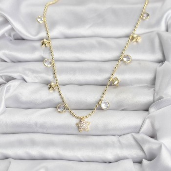 Pirinç Gold Renk Yıldız Model Kadın Kolye Pirinç Gold Renk Yıldız Model Kadın Kolye