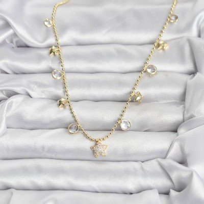 Pirinç Gold Renk Yıldız Model Kadın Kolye Pirinç Gold Renk Yıldız Model Kadın Kolye