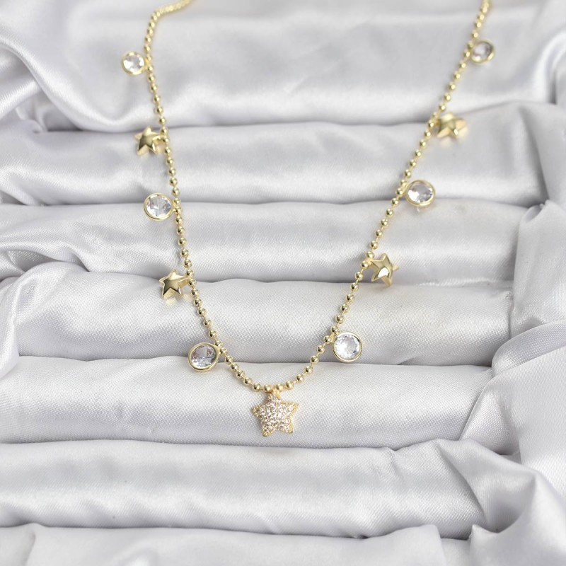 Pirinç Gold Renk Yıldız Model Kadın Kolye Pirinç Gold Renk Yıldız Model Kadın Kolye