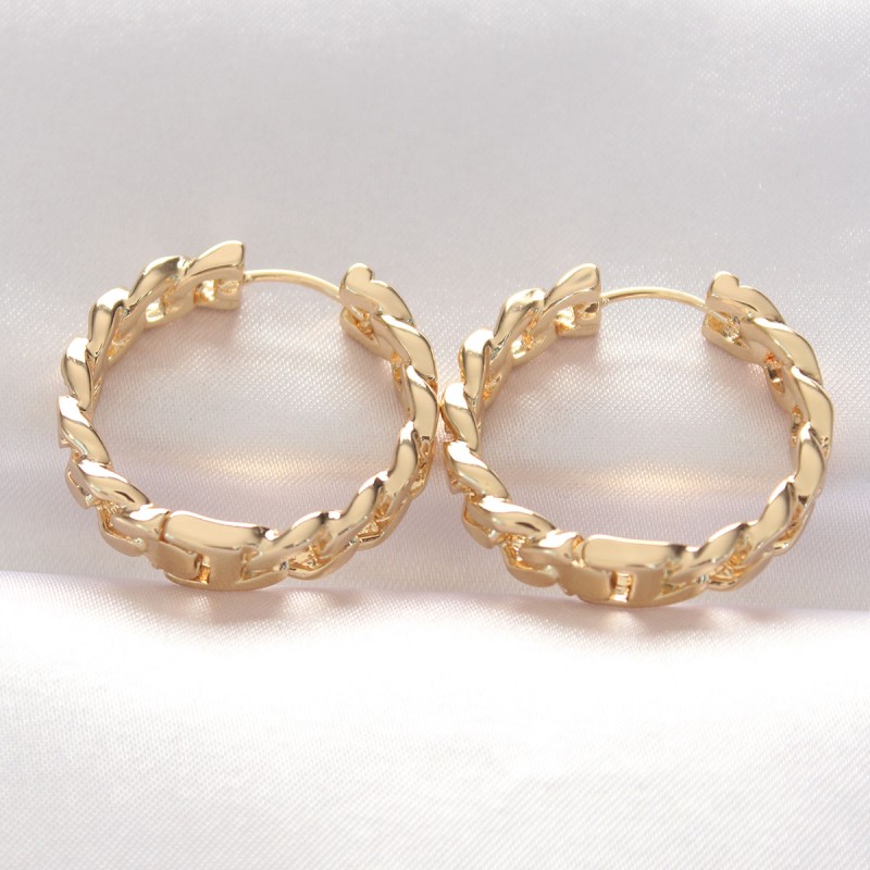 Pirinç Gold Renk Zincir Model Halka Küpe Pirinç Gold Renk Zincir Model Halka Küpe