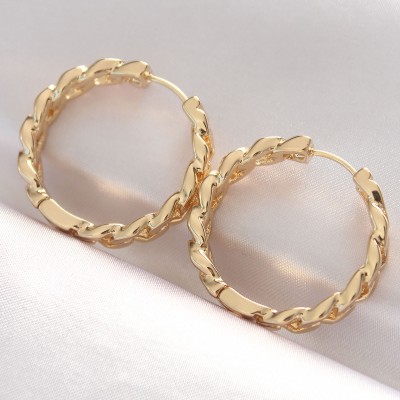 Pirinç Gold Renk Zincir Model Halka Küpe Pirinç Gold Renk Zincir Model Halka Küpe