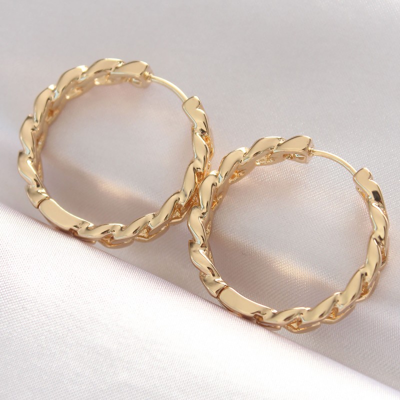Pirinç Gold Renk Zincir Model Halka Küpe Pirinç Gold Renk Zincir Model Halka Küpe