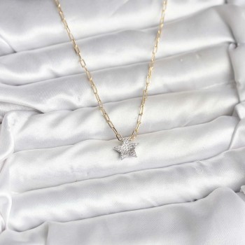 Pirinç Gold Renk Zincirli Zirkon Taşlı Minimal Yıldız Model Kadın Kolye Pirinç Gold Renk Zincirli Zirkon Taşlı Minimal Yıldız Model Kadın Kolye