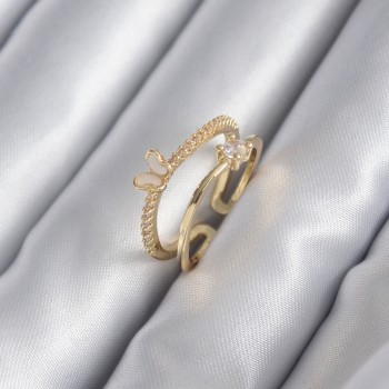 Pirinç Gold Renk Zirkon Taş Detay Kelebek Model Kadın Yüzük Pirinç Gold Renk Zirkon Taş Detay Kelebek Model Kadın Yüzük