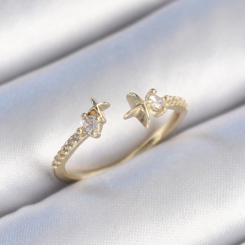 Pirinç Gold Renk Zirkon Taş Detay Yıldız Model Kadın Yüzük Pirinç Gold Renk Zirkon Taş Detay Yıldız Model Kadın Yüzük