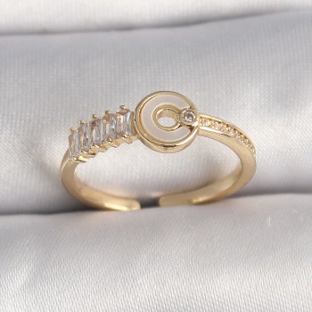 Pirinç Gold Renk Zirkon Taşlı Ayarlanabilir Kadın Yüzük Pirinç Gold Renk Zirkon Taşlı Ayarlanabilir Kadın Yüzük