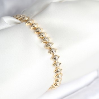 Pirinç Gold Renk Zirkon Taşlı Baklava Model Kadın Bileklik Pirinç Gold Renk Zirkon Taşlı Baklava Model Kadın Bileklik