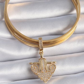Pirinç Gold Renk Zirkon Taşlı Çapa Model Ajda Charm Pirinç Gold Renk Zirkon Taşlı Çapa Model Ajda Charm