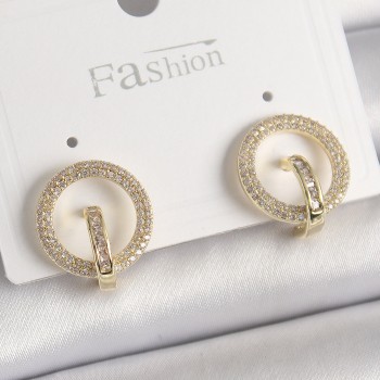 Pirinç Gold Renk Zirkon Taşlı Halka Model Kadın Küpe Pirinç Gold Renk Zirkon Taşlı Halka Model Kadın Küpe