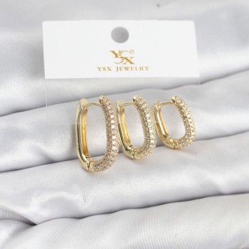 Pirinç Gold Renk Zirkon Taşlı Halka Model YSX Trio Küpe Seti Pirinç Gold Renk Zirkon Taşlı Halka Model YSX Trio Küpe Seti