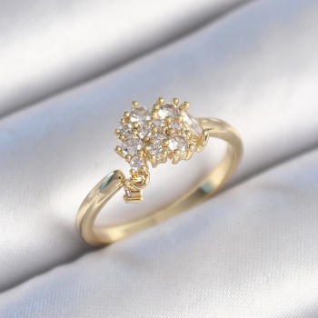 Pirinç Gold Renk Zirkon Taşlı Kadın Yüzük