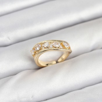 Pirinç Gold Renk Zirkon Taşlı Kadın Yüzük