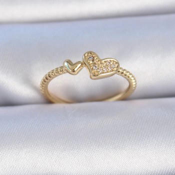 Pirinç Gold Renk Zirkon Taşlı Kalp Model Kadın Yüzük Pirinç Gold Renk Zirkon Taşlı Kalp Model Kadın Yüzük