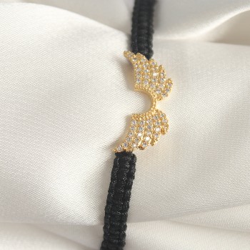 Pirinç Gold Renk Zirkon Taşlı Kanat Figür Asansörlü Makrome Model Kadın Bileklik Pirinç Gold Renk Zirkon Taşlı Kanat Figür Asansörlü Makrome Model Kadın Bileklik
