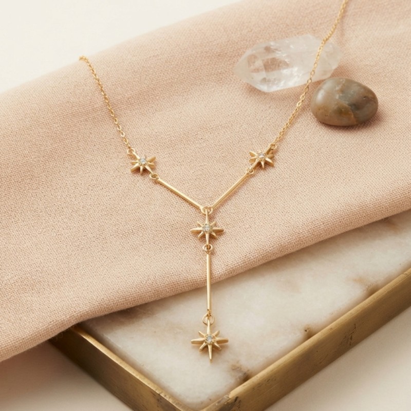 Pirinç Gold Renk Zirkon Taşlı Kutup Yıldızı Model Kadın Kolye Pirinç Gold Renk Zirkon Taşlı Kutup Yıldızı Model Kadın Kolye