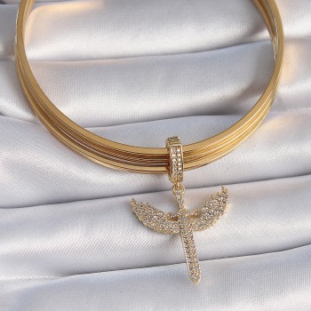 Pirinç Gold Renk Zirkon Taşlı Mikail Model Ajda Charm Pirinç Gold Renk Zirkon Taşlı Mikail Model Ajda Charm