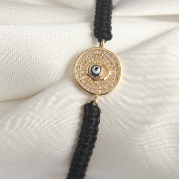 Pirinç Gold Renk Zirkon Taşlı Nazar Boncuk İşleme Makrome Asansörlü Model Kadın Bileklik Pirinç Gold Renk Zirkon Taşlı Nazar Boncuk İşleme Makrome Asansörlü Model Kadın Bileklik