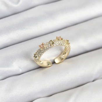 Pirinç Gold Renk Zirkon Taşlı Vintage Kadın Yüzük Pirinç Gold Renk Zirkon Taşlı Vintage Kadın Yüzük