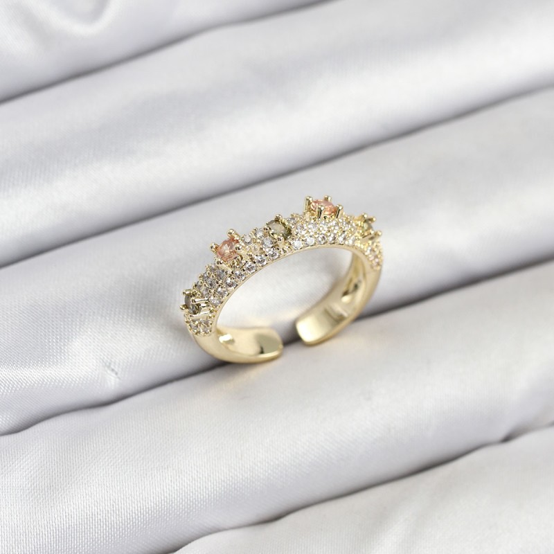 Pirinç Gold Renk Zirkon Taşlı Vintage Kadın Yüzük Pirinç Gold Renk Zirkon Taşlı Vintage Kadın Yüzük