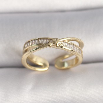 Pirinç Gold Renk Zirkon Taşlı Yıldız Detaylı Ayarlanabilir Kadın Yüzük Pirinç Gold Renk Zirkon Taşlı Yıldız Detaylı Ayarlanabilir Kadın Yüzük