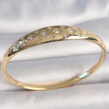 Pirinç Gold Renk Zirkon Taşlı Yıldız İşlemeli Kadın Kelepçe