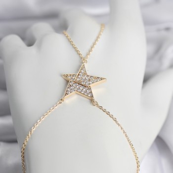 Pirinç Gold Renk Zirkon Taşlı Yıldız Model Kadın Şahmeran Pirinç Gold Renk Zirkon Taşlı Yıldız Model Kadın Şahmeran