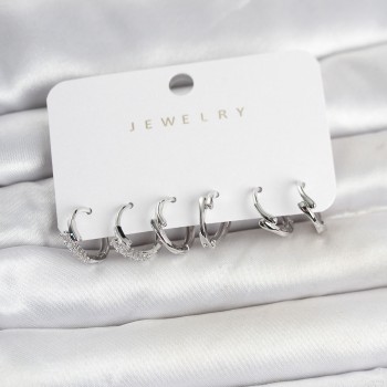 Pirinç Gümüş Renk Botega Model Kadın Küpe Seti Pirinç Gümüş Renk Botega Model Kadın Küpe Seti