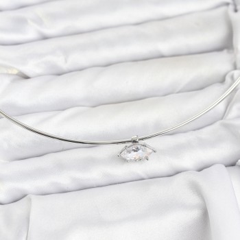 Pirinç Gümüş Renk Choker Model Zirkon Taşlı Kadın Kolye Pirinç Gümüş Renk Choker Model Zirkon Taşlı Kadın Kolye