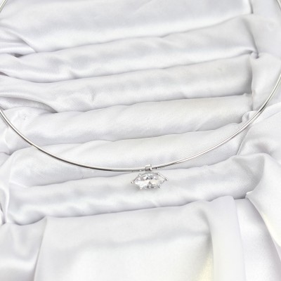 Pirinç Gümüş Renk Choker Model Zirkon Taşlı Kadın Kolye Pirinç Gümüş Renk Choker Model Zirkon Taşlı Kadın Kolye