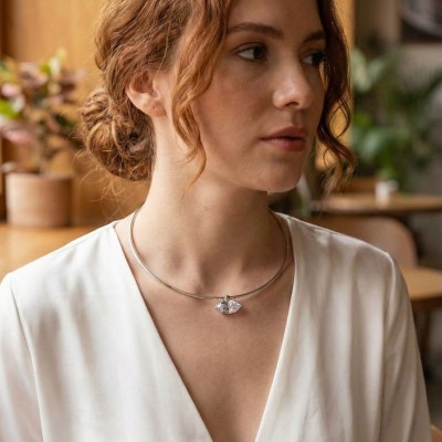 Pirinç Gümüş Renk Choker Model Zirkon Taşlı Kadın Kolye Pirinç Gümüş Renk Choker Model Zirkon Taşlı Kadın Kolye