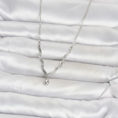 Pirinç Gümüş Renk Damla Model Kadın Kolye Pirinç Gümüş Renk Damla Model Kadın Kolye
