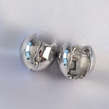 Pirinç Gümüş Renk İçi Boş Minimal Topçuk Küpe Pirinç Gümüş Renk İçi Boş Minimal Topçuk Küpe